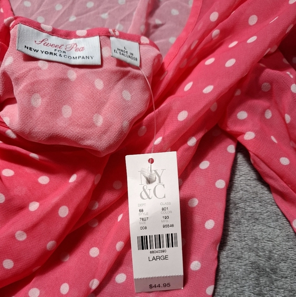 Sweet Pea Top Women Large Polka Dot Sheer Y2K 90s Bow Ruffle Back - Picture 6 of 6